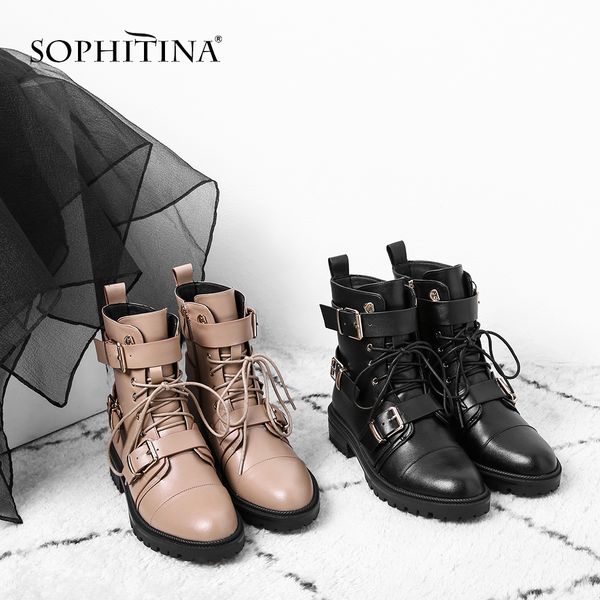 sophitina fashion genuine leather square heel women boots casual pointed toe med heel shoes basic handmade ladies boots so226, Black
sophitina fashion genuine leather square heel women boots casual pointed toe med heel shoes basic handmade ladies boots so226, Black