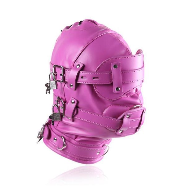 sensory pink lockable pu #r52 hood gimp soft mask deprivation leather rxbte