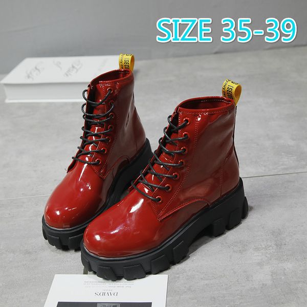 round toe pu platform boots for women 2020 lace-up rubber short boots women ankle for 2020 autumn new, Black
round toe pu platform boots for women 2020 lace-up rubber short boots women ankle for 2020 autumn new, Black