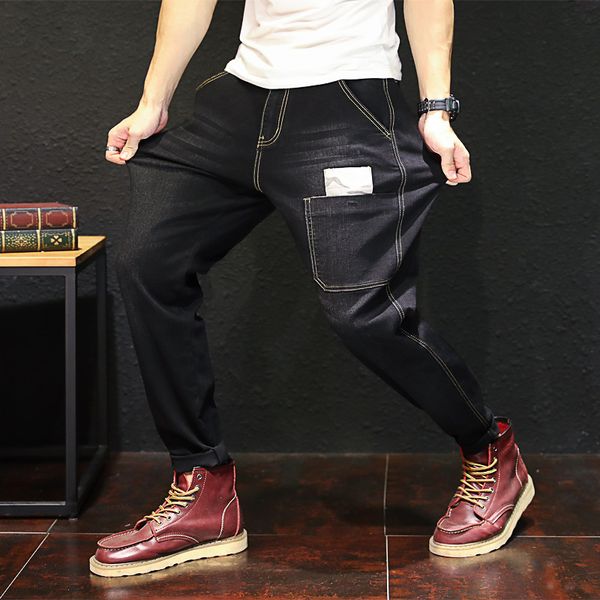 mens fashion plus size loose jeans summer casual pocket elasticity mid waist straight male long pants, Blue
mens fashion plus size loose jeans summer casual pocket elasticity mid waist straight male long pants, Blue