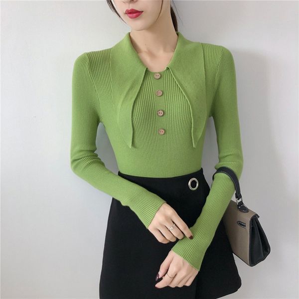 women autumn winter new lapel sweater female temperament fashion slim solid color knit pullover, White;black
women autumn winter new lapel sweater female temperament fashion slim solid color knit pullover, White;black
