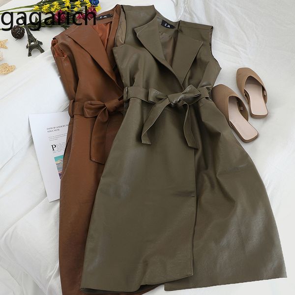 gagarich women vests sleeveless medium long belt waist female elegant autumn winter pu leather loose vests 2019, Black;white
gagarich women vests sleeveless medium long belt waist female elegant autumn winter pu leather loose vests 2019, Black;white