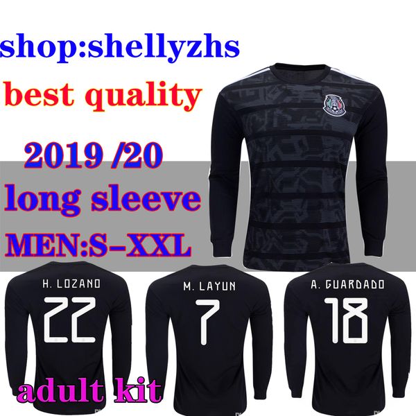 long sleeve 2019 mexico soccer jerseys lozano chicharito gold cup football shirt dos santos mexico camisetas de futbol layun maillot de foot, Black;yellow
long sleeve 2019 mexico soccer jerseys lozano chicharito gold cup football shirt dos santos mexico camisetas de futbol layun maillot de foot, Black;yellow