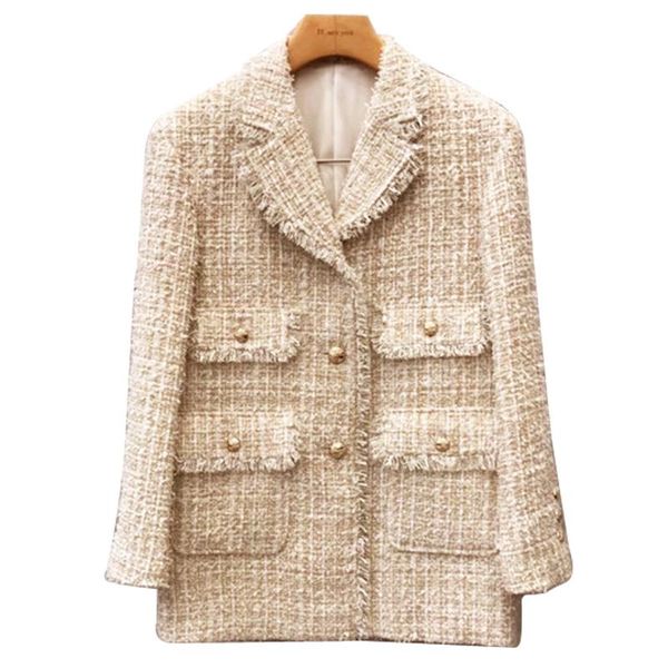 notched collar plaid pocket tweed blazer women coat single button tweed suit jacket pockets long sleeve outwear coat jacket, White;black
notched collar plaid pocket tweed blazer women coat single button tweed suit jacket pockets long sleeve outwear coat jacket, White;black