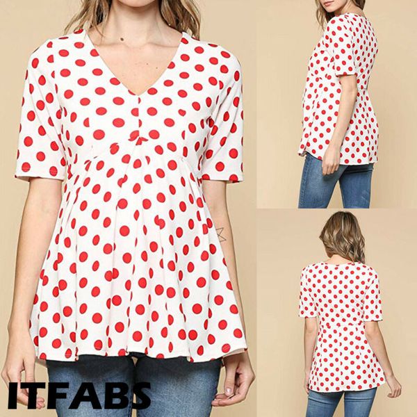 clothes for pregnant women blouse polka dot cotton spinning maternity wave point v-neck short sleeve summer female, White
clothes for pregnant women blouse polka dot cotton spinning maternity wave point v-neck short sleeve summer female, White