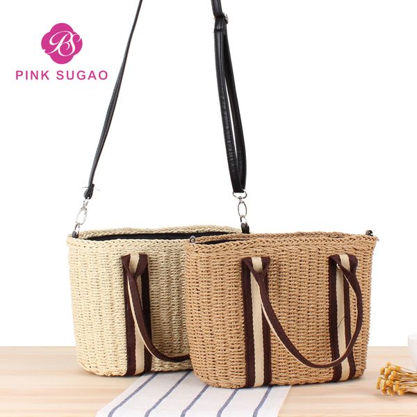 

Pink sugao designer handbags 2019 brand fashion luxury designer bags handmade straw handbag designer crossbody bag shoulder bag for women