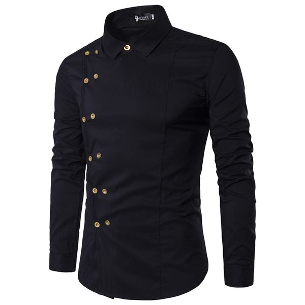 spring shirts men personality oblique breasted men long sleeve camisa masculina male slim fit shirt button irregular double, White;black
spring shirts men personality oblique breasted men long sleeve camisa masculina male slim fit shirt button irregular double, White;black