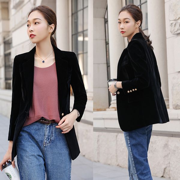 womens velvet blazers female new autumn korean casual business black office lady suit formal jacket women blazers and jackets, White;black
womens velvet blazers female new autumn korean casual business black office lady suit formal jacket women blazers and jackets, White;black