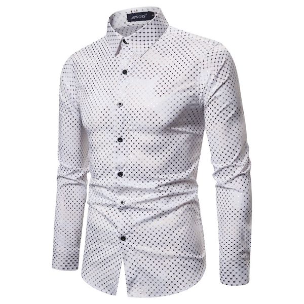 men's casual shirts white plaid bronzing print shirt men camisa hombre 2021 brand mens button down dress nightclub party tuxedo, White;black
men's casual shirts white plaid bronzing print shirt men camisa hombre 2021 brand mens button down dress nightclub party tuxedo, White;black