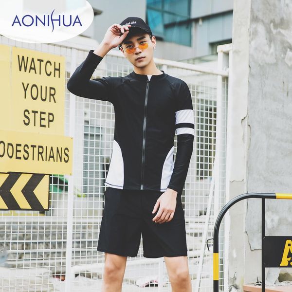2019 new korean men's two pieces swimwear long sleeves zipper sunscreen snorkeling surfing elastic cool quick-dry bathing suit, White;black
2019 new korean men's two pieces swimwear long sleeves zipper sunscreen snorkeling surfing elastic cool quick-dry bathing suit, White;black