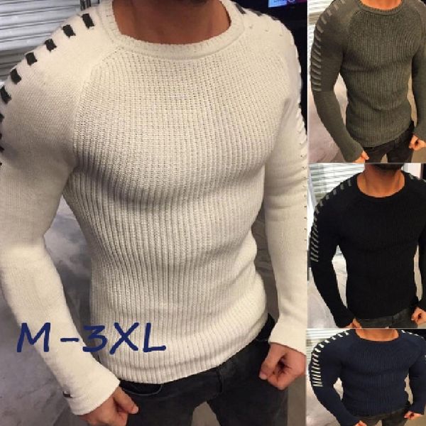 autumn men casual sewater fit knitted long sleeve patchwork pleated pullover male elastic solid slim winter sweaters clothing, White;black
autumn men casual sewater fit knitted long sleeve patchwork pleated pullover male elastic solid slim winter sweaters clothing, White;black