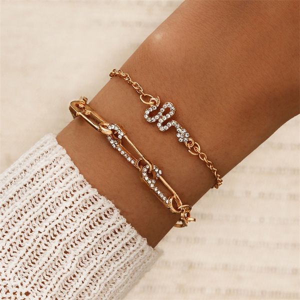 women bracelets set fashion crystal pin serpentine gold bracelet simple valentine's day gift female jewelry, Black
women bracelets set fashion crystal pin serpentine gold bracelet simple valentine's day gift female jewelry, Black
