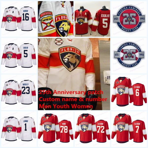 Florida Panthers 25th Anniversary patch jersey 16 Aleksander Barkov 72 Sergei Bobrovsky 1 Roberto Luongo 5 Ekblad White Red Hockey jerseys
Florida Panthers 25th Anniversary patch jersey 16 Aleksander Barkov 72 Sergei Bobrovsky 1 Roberto Luongo 5 Ekblad White Red Hockey jerseys