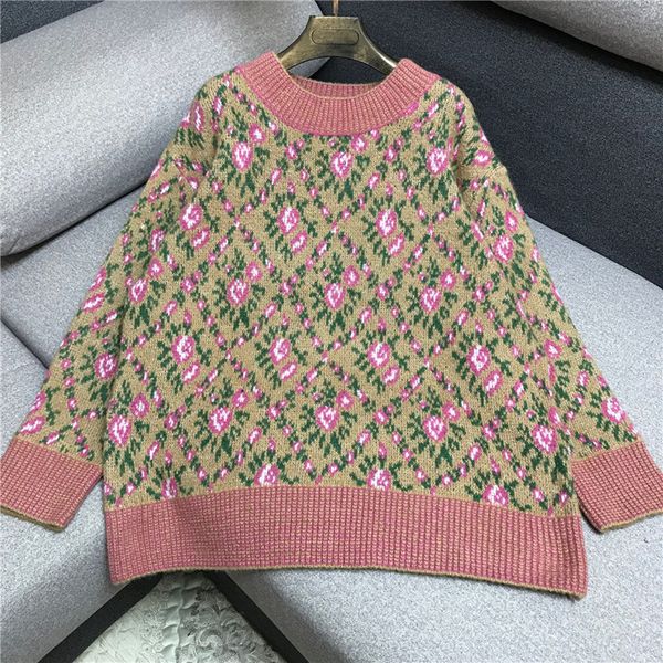 luxury designer brand knitted sweater for women vintage o neck contrast color floral loose knitted pullover sweater, White;black
luxury designer brand knitted sweater for women vintage o neck contrast color floral loose knitted pullover sweater, White;black