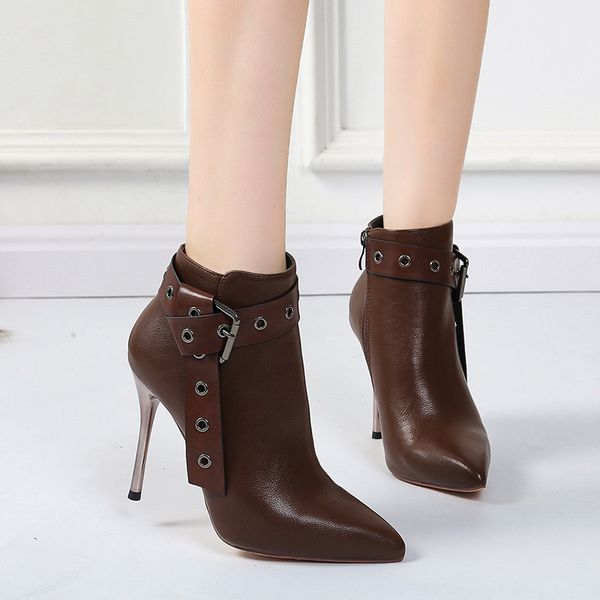 punk pointed toe ankle boots women 9 cm high heel short boots women 2019 fashion metal heel winter ladies shoes, Black
punk pointed toe ankle boots women 9 cm high heel short boots women 2019 fashion metal heel winter ladies shoes, Black