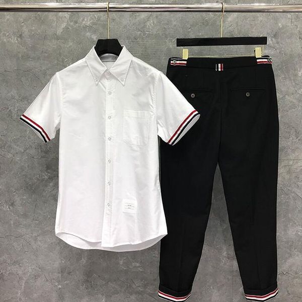 2020 fashion tb brand shirts men slim white short sleeve casual shirt striped cotton solid men's clothing, White;black
2020 fashion tb brand shirts men slim white short sleeve casual shirt striped cotton solid men's clothing, White;black