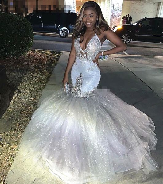 silver v-neck mermaid prom dresses 2020 spaghetti straps african long formal evening gowns graduation party dresses, Black
silver v-neck mermaid prom dresses 2020 spaghetti straps african long formal evening gowns graduation party dresses, Black