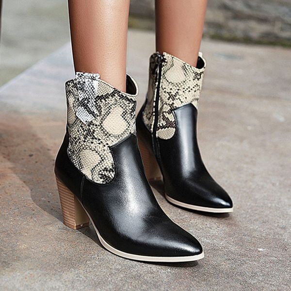 winter warm boots women fashion snake grain pointed toe zipper boots square heels vintage women feminina zapatos de mujer, Black
winter warm boots women fashion snake grain pointed toe zipper boots square heels vintage women feminina zapatos de mujer, Black