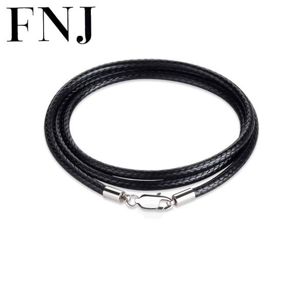 fnj 925 silver necklace for women jewelry 3mm 50cm pu leather rope chain original s925 silver lock clasp
fnj 925 silver necklace for women jewelry 3mm 50cm pu leather rope chain original s925 silver lock clasp