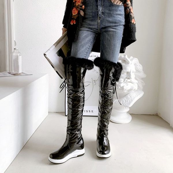 pxelena women winter warm shoes snow boots waterproof with fur platform flat over the knee boots black white plus size 34-43
pxelena women winter warm shoes snow boots waterproof with fur platform flat over the knee boots black white plus size 34-43
