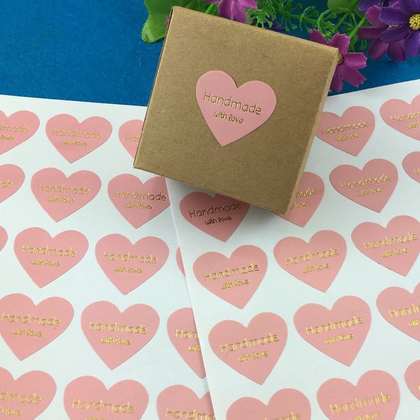 pink color thermoprinting gold "handmade with love" heart-shaped design stickers golden text sticker labels gift decor
pink color thermoprinting gold "handmade with love" heart-shaped design stickers golden text sticker labels gift decor