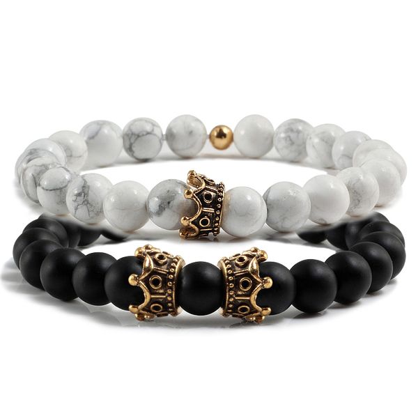 2pcs charm paired bracelet for men gold crown women's bracelets natural stone beads wristband boho couple bracelet gifts friends, Black
2pcs charm paired bracelet for men gold crown women's bracelets natural stone beads wristband boho couple bracelet gifts friends, Black