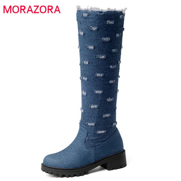 morazora 2018 large size 34-52 new style knee high boots denim zipper fashion platform boots warm autumn winter shoes woman, Black
morazora 2018 large size 34-52 new style knee high boots denim zipper fashion platform boots warm autumn winter shoes woman, Black