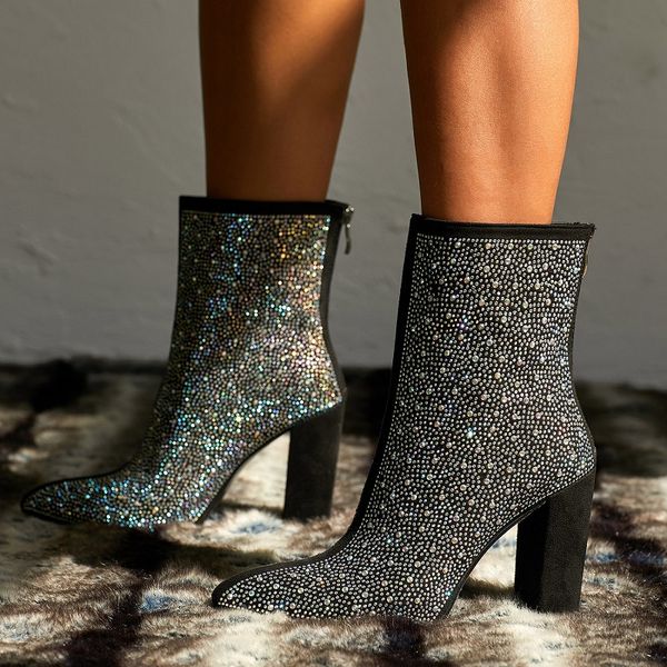 women high heels ankle boots autumn winter bling crystal ladies shoes pointed toe black boots botas mujer
women high heels ankle boots autumn winter bling crystal ladies shoes pointed toe black boots botas mujer