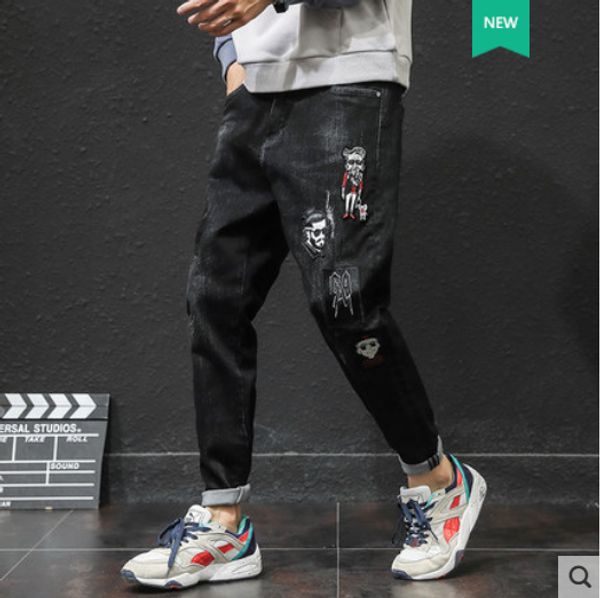 black cultivate one's morality harlan jeans men loose tooling feet leisure trousers, Blue
black cultivate one's morality harlan jeans men loose tooling feet leisure trousers, Blue