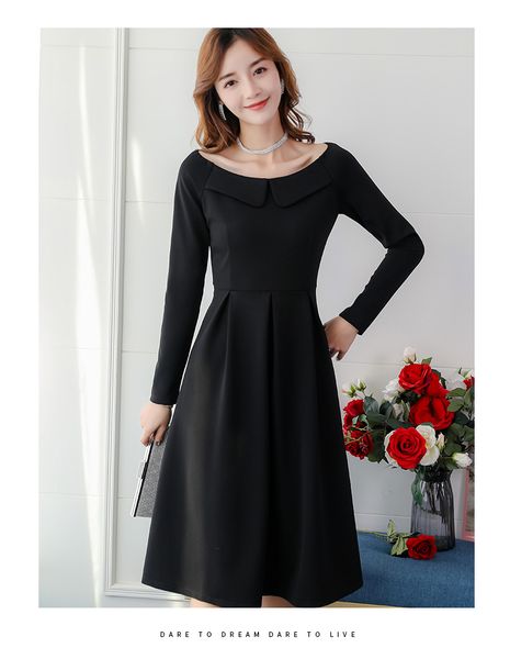 wither black the new show thin female leisure dress long-sleeved pure color, Black;gray
wither black the new show thin female leisure dress long-sleeved pure color, Black;gray