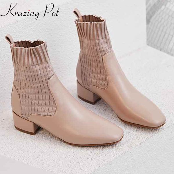 krazing pot genuine leather beauty lady art design med heels winter round toe fashion runway stretch knitting ankle boots l57, Black
krazing pot genuine leather beauty lady art design med heels winter round toe fashion runway stretch knitting ankle boots l57, Black
