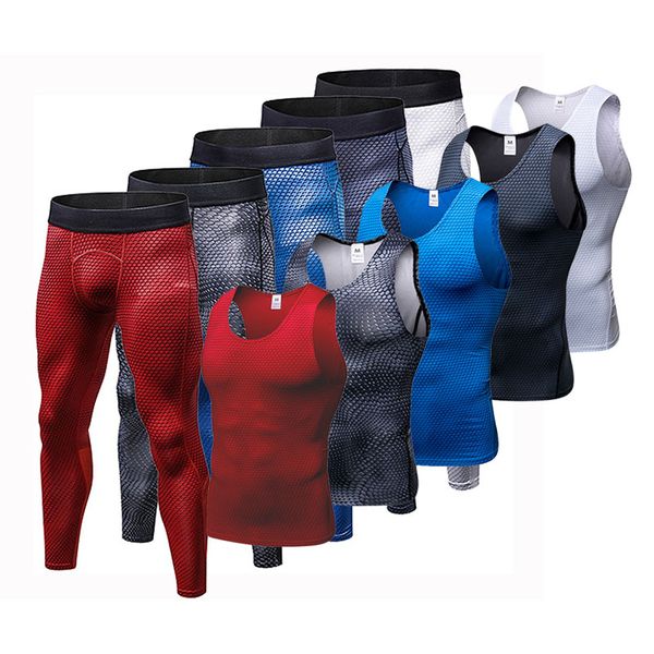 sportswear fitness tight sport suit men sleeveless shirt +pant men's compression gym clothing quick dry kg-476, Black;blue
sportswear fitness tight sport suit men sleeveless shirt +pant men's compression gym clothing quick dry kg-476, Black;blue