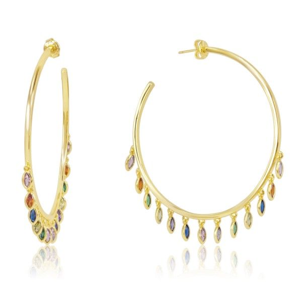 gorgeous european women jewelry rainbow eye shape cz charm hoop earring, Golden;silver
gorgeous european women jewelry rainbow eye shape cz charm hoop earring, Golden;silver