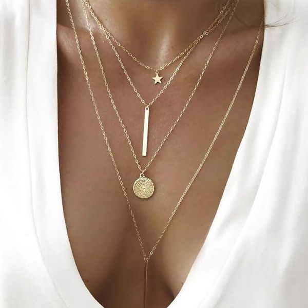 2019 new fashion multi-layer necklace five-pointed star pendant necklace bohemian long necklace for women personality jewelry, Silver
2019 new fashion multi-layer necklace five-pointed star pendant necklace bohemian long necklace for women personality jewelry, Silver