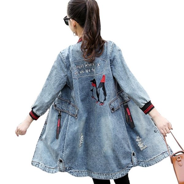 2019 spring autumn new embroidery casual denim jacket women coat long plus size jeans jacket women chaqueta mujer casaco nzy42, Black;brown
2019 spring autumn new embroidery casual denim jacket women coat long plus size jeans jacket women chaqueta mujer casaco nzy42, Black;brown