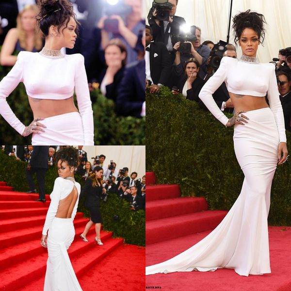 rihanna two piece prom dress mermaid white beaded high neck crop spandex ruched long formal evening gowns open back long sleeves, Black
rihanna two piece prom dress mermaid white beaded high neck crop spandex ruched long formal evening gowns open back long sleeves, Black
