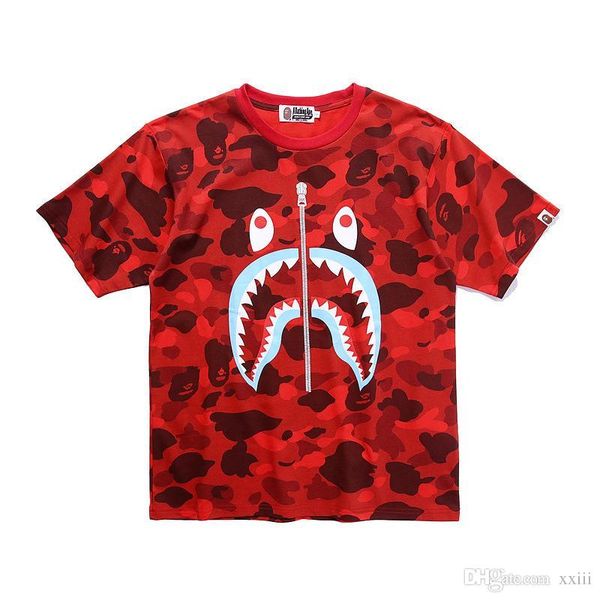 

19SS Японский новый мужской футболка с акульим ртом с принтом из чистого хлопка под
