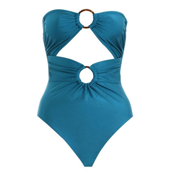 female bikini conjoined swimsuit ring buckle swim wear high elasticity blue soft nylon material with a chest pad 33nk c1
female bikini conjoined swimsuit ring buckle swim wear high elasticity blue soft nylon material with a chest pad 33nk c1