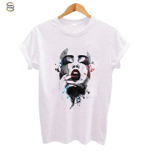 women t shirt 2019 short sleeve o neck casual t shirts abstract portrait print tee hipster tumblr tshirts, White
women t shirt 2019 short sleeve o neck casual t shirts abstract portrait print tee hipster tumblr tshirts, White