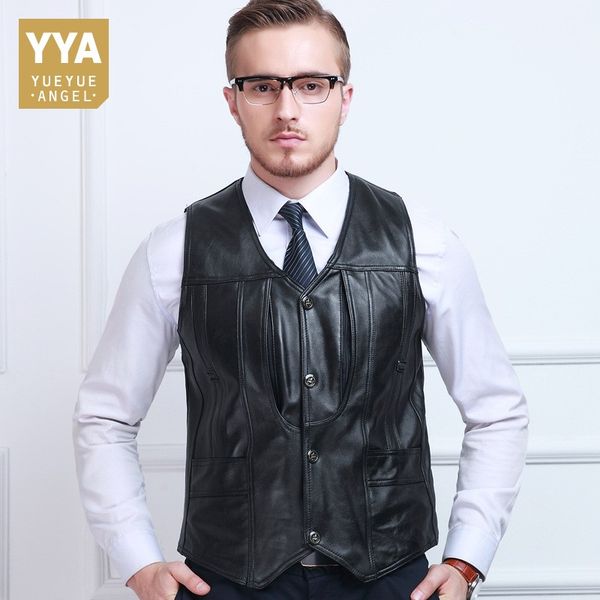 business men genuine leather sleeveless jacket slim fit pockets fleece lining pescar vest male office waistcoat plus size m-6xl, Black
business men genuine leather sleeveless jacket slim fit pockets fleece lining pescar vest male office waistcoat plus size m-6xl, Black