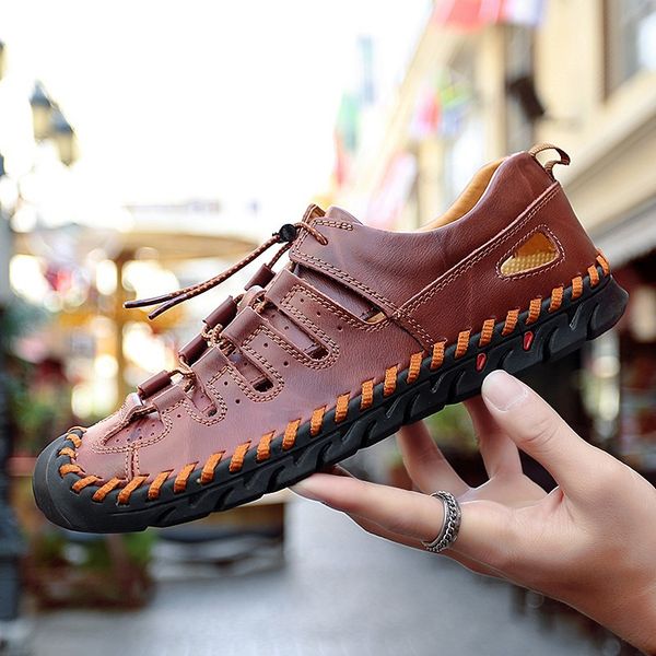 new style sandals men's genuine leather summer breathable closed-toe outdoor sports casual sandals fashion hollow out shoe men's, Black
new style sandals men's genuine leather summer breathable closed-toe outdoor sports casual sandals fashion hollow out shoe men's, Black