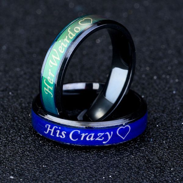 jg stainless steel his crazy her weirdo ring temperature mood emotion feeling change color women men couple ring wedding rings kka6190, Slivery;golden
jg stainless steel his crazy her weirdo ring temperature mood emotion feeling change color women men couple ring wedding rings kka6190, Slivery;golden