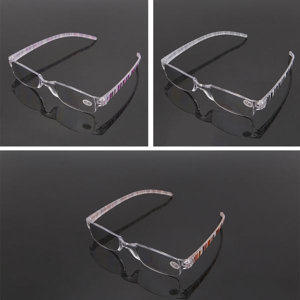 clear stripe rimless flexible reading glasses eyewear reader +1.00 ~+4.00, Silver
clear stripe rimless flexible reading glasses eyewear reader +1.00 ~+4.00, Silver