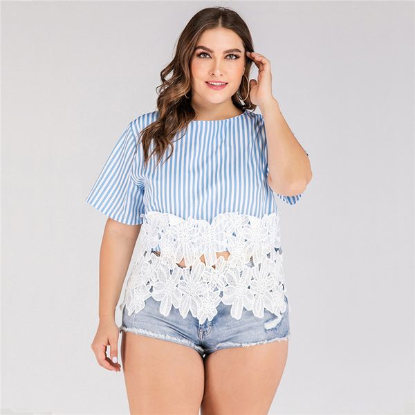 designer lace piping womens tshirts striped plus size short sleeve summer fashion ladies casual tshirts, White
designer lace piping womens tshirts striped plus size short sleeve summer fashion ladies casual tshirts, White