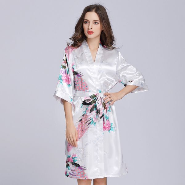 peacock robe sleeves silk silk pajamas bathrobe ladies summer single nightgown home service, Black;red
peacock robe sleeves silk silk pajamas bathrobe ladies summer single nightgown home service, Black;red