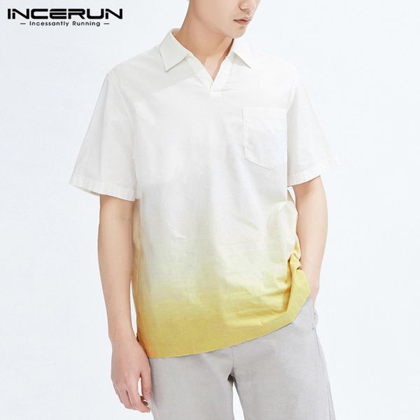 2020 fashion men gradient t shirts casual short sleeve lapel cotton t-shirt man summer pockets blusas loose breathable blouse 7, White;black
2020 fashion men gradient t shirts casual short sleeve lapel cotton t-shirt man summer pockets blusas loose breathable blouse 7, White;black