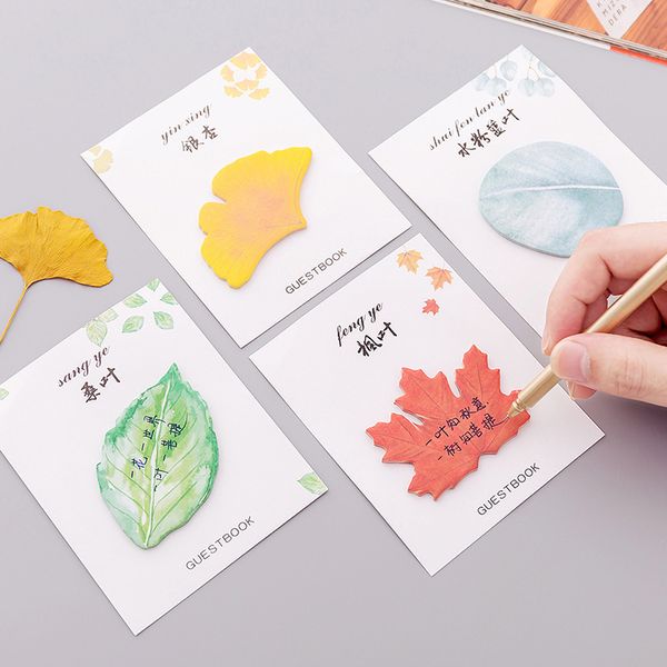 

Cute Kawaii leaf Creative Memo Pad Sticky Notes Stationery Sticker Posted It Planner Stickers Notepads Office School Supplies