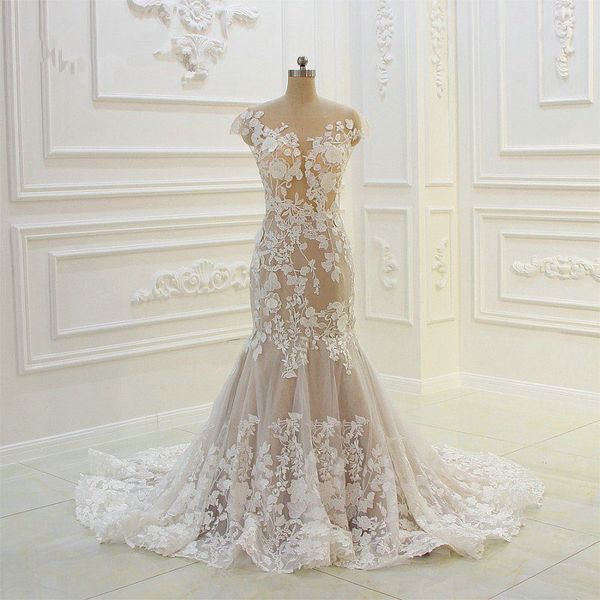 elegant champagne lace appliqued mermaid wedding dresses real pictures sheath beach bohemian plus size bridal gown, White
elegant champagne lace appliqued mermaid wedding dresses real pictures sheath beach bohemian plus size bridal gown, White