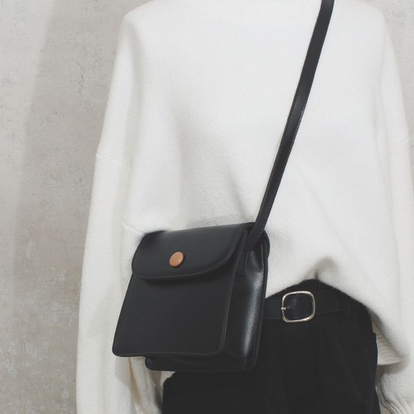 women's bag new retro square sling bag messenger small black textured shoulder