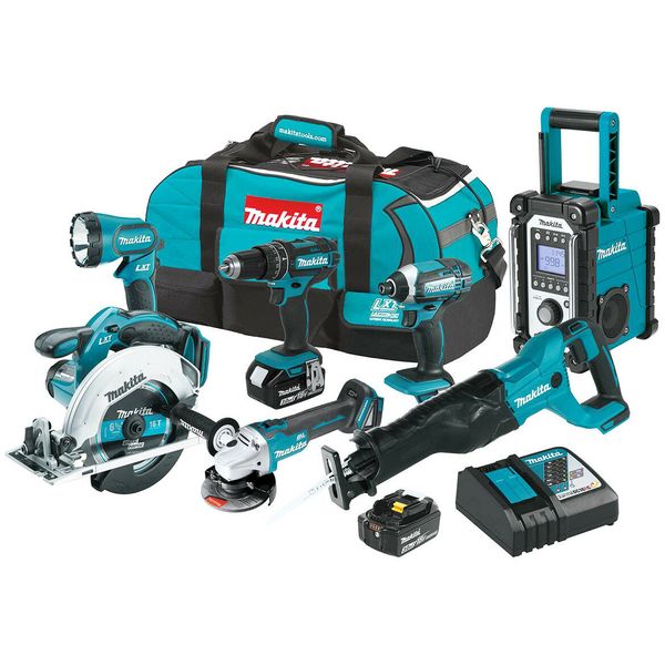 Makita xt704 18 volt 7 tool 3 0ah lxt cordle driver and aw combo kit 
Makita xt704 18 volt 7 tool 3 0ah lxt cordle driver and aw combo kit